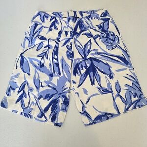 NWT Barbara Erickson Women's Blue Leaf Print Shorts Size 8